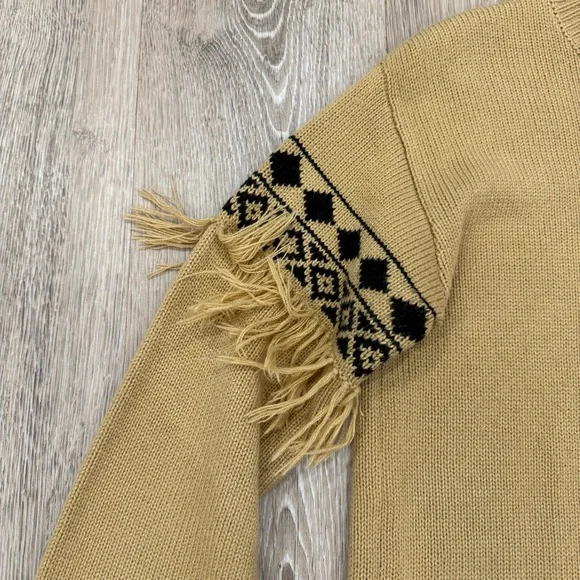 Camel Sweater with Black Fringe Accents - Picture 2 of 2